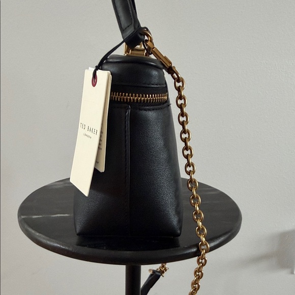 Ted Baker Black TIA Mini Zip Top Handle Crossbody Bag with Gold Accents - Picture 4 of 12